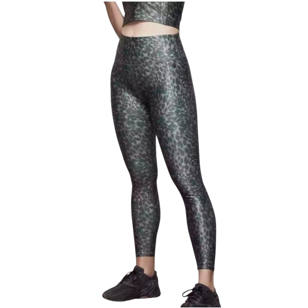 Wimen's Good American The Ferocious Legging Spring Leopard Print SZ Small Green